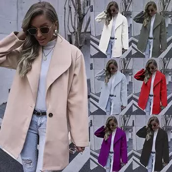 Женское зимнее шерстяное пальто-тренч, женская теплая тонкая длинная верхняя одежда M