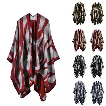 Женское зимнее теплое одеяло с принтом большого размера, накидка, шаль, кардиганы One Size кофейный