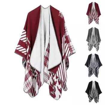 Женское зимнее теплое одеяло с принтом большого размера, накидка, шаль, кардиганы