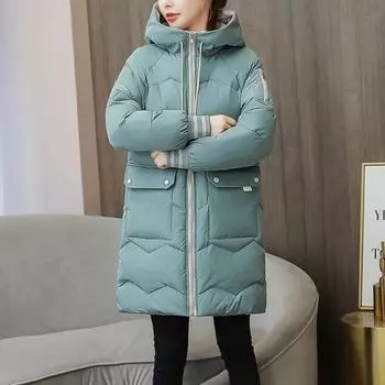 Женское зимнее теплое пальто, модная пуховая куртка с капюшоном, длинная женская верхняя одежда на молнии с хлопковой подкладкой S белый