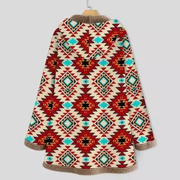 Женское зимнее теплое пальто повседневное лоскутное женское длинное рукав с капюшоном верхняя одежда модная уличная женская одежда свободная куртка в стиле бохо S вино красного