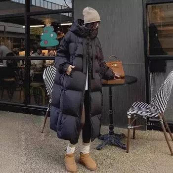 Женское зимнее утолщенное хлопковое пальто, женское новое длинное хлопковое пальто выше колена, свободное пальто в корейском стиле, хлопковая куртка XL кофейный