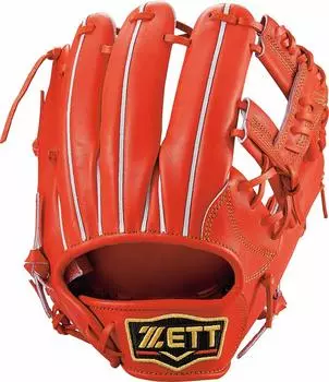 Жесткая бейсбольная перчатка ZETT Prostatus для правой руки, темно-оранжевая, сделано в Японии, BPROG660 (Перчатка) Инфилдеры, вторые/короткие, бросающие, (5800)