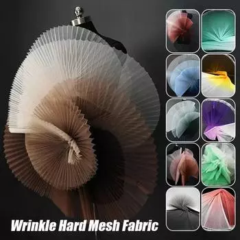 Жесткая гармошка плиссированная сетчатая тюль ткань градиентная плиссированная дизайнерская ткань для самостоятельного шитья юбки-пузырьки модное платье фон 1M