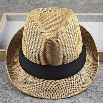 Жесткая и стильная соломенная шляпа-цилиндр, британская шляпа в стиле фан-джаз, большая окружность головы, мужская шляпа, летняя солнцезащитная шляпа для пары Large L59-61cm серый