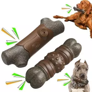 Жесткая игрушка для жевания для агрессивных любителей жевать. Интерактивная пищащая игрушка в форме косточки/ветки для прорезывания зубов у собак средних и крупных пород. C