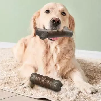 Жесткая игрушка для жевания для агрессивных любителей жевать Интерактивная пищащая собака в форме кости/ветки C