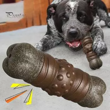 Жесткая игрушка для жевания для агрессивных любителей жевать. Интерактивная пищащая игрушка в форме косточки/ветки для прорезывания зубов у собак средних и крупных пород. C