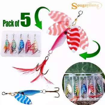 Жесткая рыболовная приманка для карпа, блесна, металлическая приманка, тонущая морская рыбалка, глубоководные рыболовные снасти 5pcs with box