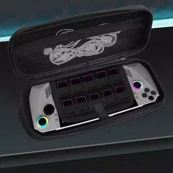 Жесткая сумка для переноски, ударопрочный кожаный чехол, портативный жесткий чехол для хранения аксессуаров консоли Asus ROG Ally чёрный