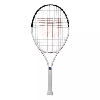 Жесткая теннисная ракетка Wilson Roland Garros Elite Junior 25 дюймов, размер рукоятки 2, белая x синяя WR148810H [натянута изнутри]