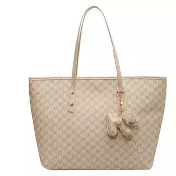 Жесткая трехмерная сумка-тоут для поездок на работу, на молнии, большой вместимости, для студенток колледжа, для учебы, легкая, универсальная, корейская серия, бесплатный кулон Creamy-white delivery pendant