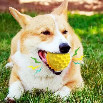 Жесткие игрушки для собак для агрессивных любителей жевать, интерактивный мяч для собак для больших собак, супермяч для игрушек для собак, резиновые игрушки для жевания для собак на открытом воздухе One Size шафрановый