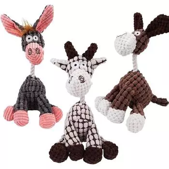 Жесткие игрушки для собак Мягкие игрушки для собак с пищащими игрушками Ассортимент плюшевых игрушек для собак Игрушки для щенков для маленьких, средних и больших собак Товары для животных коричневый