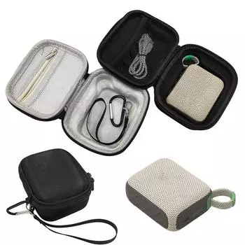 Жесткий чехол для переноски динамика JBL Go 4, устойчивый к царапинам, ударопрочный, защитный чехол для портативного динамика с ручным тросом и карабином чёрный