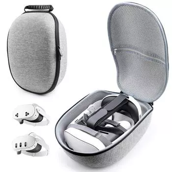 Жесткий чехол для переноски для VR-гарнитуры MetaQuest 3/3S и аксессуаров для сенсорных контроллеров, подходит для путешествий и домашнего хранения