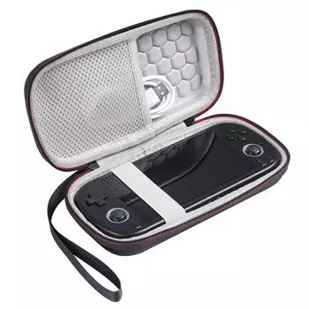 Жесткий чехол для переноски из ЭВА с ремешком на руку и сетчатым карманом, портативная сумка для хранения, сумка для переноски портативной игровой консоли Trimui Smart Pro чёрный