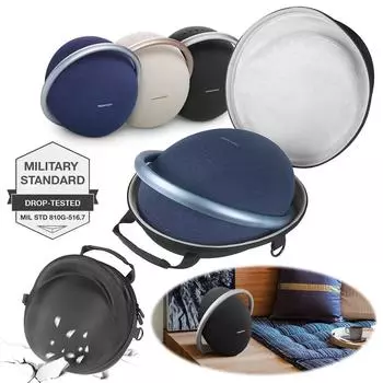 Жесткий чехол для переноски из ЭВА с плечевым ремнем и сумкой для аксессуаров через плечо/через плечо/вручную для динамиков Harman Kardon Onyx Studio 8/7 светло-серый