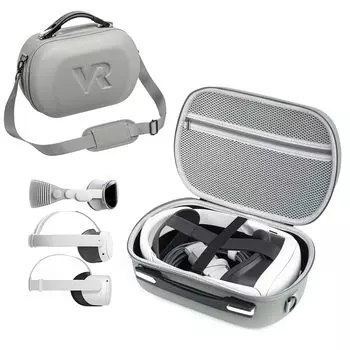 Жесткий чехол для переноски Meta Quest 3, Quest 2, Vision Pro, вместительный дорожный чехол для Oculus Quest 3 VR игровой гарнитуры серый