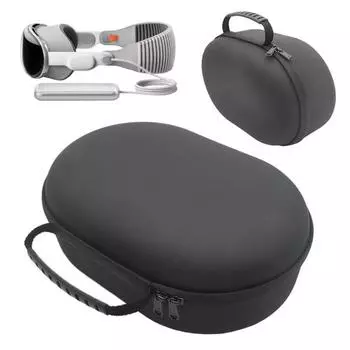 Жесткий чехол для переноски, противоударный, полностью защитный, вместительный, на молнии, устойчивый к царапинам, портативный дорожный чехол для Apple Vision Pro чёрный