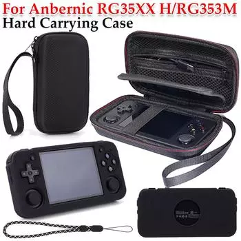 Жесткий чехол для переноски, сумка для ANBERNIC RG35XX H RG353M, держатель для хранения ретро-игровой консоли с сетчатой сумкой для SD-карты