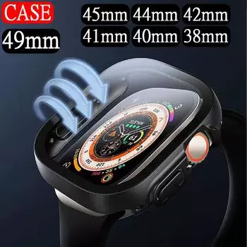 Жесткий чехол для ПК Apple Watch 40 мм 44 мм 45 мм 41 мм 42 мм 38 мм закаленное стекло защитное покрытие экрана лицевая крышка бампер для iwatch Series 9 8 7 6 SE 5 4 3 2 1 40mm series 6 5 4 SE SE2 лиловый