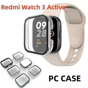 Жесткий чехол для ПК, стекло для Redmi Watch 3 Lite, защитный бампер для ПК, Защитная пленка для экрана для Redmi Watch3 Active Watch 3, чехол Redmi Watch 3 Active чёрный