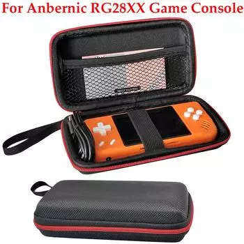 Жесткий чехол EVA для портативной игровой консоли Anbernic RG28XX в стиле ретро, защитный чехол, портативная сумка для хранения с сетчатым карманом чёрный