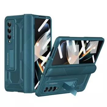 Жесткий чехол-книжка с подставкой для Samsung Galaxy Z Fold 4 Fold3 Fold2 Fold4 Fold5 Fold 3 2 5 Zfold4 Glass Film Coque for samsung Z Fold 4 синий
