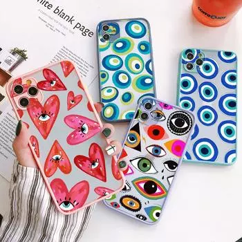 Жесткий чехол Lucky Eye Blue Evil Eye Print для iPhone SE2020 11 12 13 mini Pro Max XR X XS MAX 7 8 Plus, противоударный чехол Fundas iphone 12