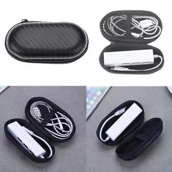 Жесткий дорожный чехол из этиленвинилацетата для Bluetooth-совместимой гарнитуры, противоударный, с сетчатым карманом, органайзер для зарядного кабеля чёрный