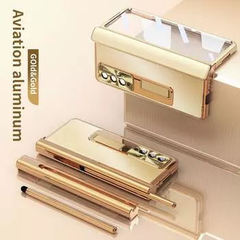 Жесткий прочный алюминиевый складной чехол для Samsung Galaxy Z Fold 4 5g Fold4 Fold 3 Fold3, чехлы-подставки из закаленного стекла с пленкой for Samsung Z Fold 4