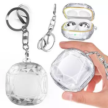 Жесткий прозрачный чехол из ПК с защитным чехлом-брелком, противоударный защитный чехол для Samsung Galaxy Buds Live/2/Pro/2Pro/FE розы красного