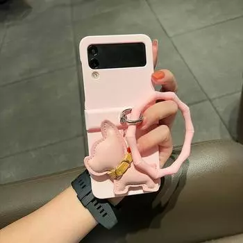 Жесткий защитный чехол для телефона для Samsung Galaxy Z Flip 3 4 5g, противоударный чехол, кожаный силиконовый браслет для собак For Samsung Z Flip 4