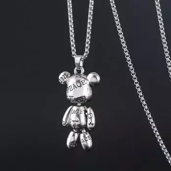 Жестокий маленький медведь титановое стальное ожерелье для мужчин модный хип-хоп пара панк кулон универсальные аксессуары для женщин