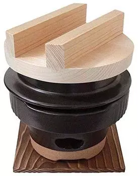 Жестяная деревянная кастрюля для риса Hagama, сделанная в Японии, набор для приготовления риса Hagama на 1 чашку, напольная плита (с пластиной) 6000-1622 чёрный