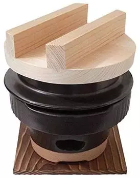 Жестяная деревянная кастрюля для риса Hagama, сделанная в Японии, набор для приготовления риса Hagama на 1 чашку, напольная плита (с пластиной) 6000-1622 чёрный