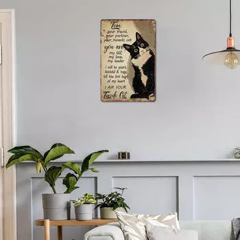 Жестяная картина Кошка Эмоциональное украшение Домашнее животное Табличка с клятвой Дизайн Табличка Постер для Клуба Паба Магазина