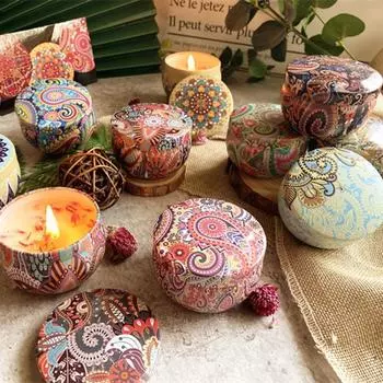 Жестяная коробка, свеча, свадебная ароматическая свеча ручной работы, сушеный соевый воск на день рождения, подарок, ароматерапевтическая свеча