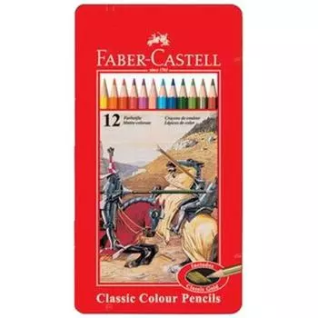 Жестяной пенал Faber-Castell обычный цветной, 12 цветов, 1 штука, корейские игрушки