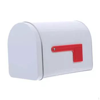 Жестяной почтовый ящик, почтовый ящик Рождественская жестяная коробка для хранения Антикварный почтовый ящик Игрушка Мини для игрового домика белый