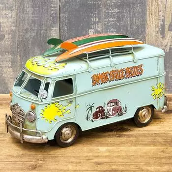 Жестяной старый автомобиль Volkswagen Bus Handmade American Miscellaneous Goods Setagaya Base Vintage Car Volkswagen Bus Goods Mini Car American Miscellaneous Goods
