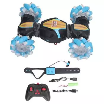 Жесты RC трюковой автомобиль 4WD 2.4G Жесты управляемый двухсторонний пульт дистанционного управления внедорожный автомобиль синий