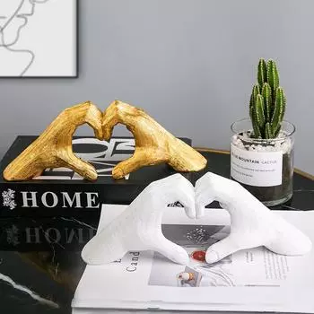 Жесты, украшения, руки-сердца, декоративные фигурки, скульптура из пальцев любви, домашний декор, гостиная, спальня, свадьба, офис золотистый