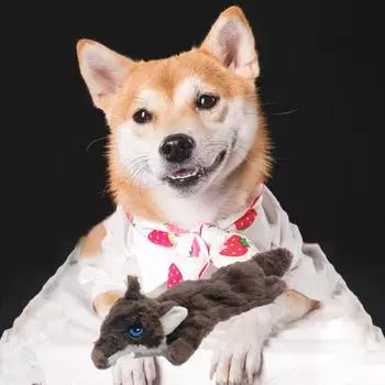 Жевательная игрушка для домашних животных со встроенным звуковым генератором, облегчение тревоги, форма волка, плюшевая пищащая игрушка для собак, товары для домашних животных чёрный