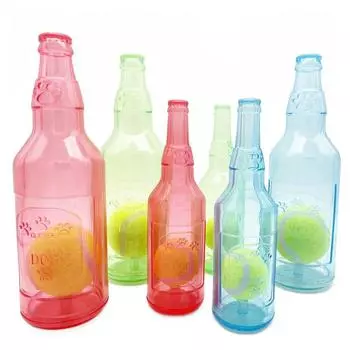 Жевательная игрушка для домашних животных TPR, устойчивая к укусам, форма бутылки вина, шлифовка зубов, жевательные скрипучие игрушки, принадлежности для дрессировки маленьких и средних собак 19cm красный