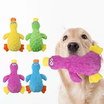 Жевательная игрушка для собак, эхолот для укуса, устойчивая к мультфильму, встроенная игрушка для домашних животных, кошек, уток, плюшевая мягкая игрушка для собак зелёный