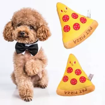 Жевательная игрушка для собак, без запаха, для снятия стресса, со встроенным звуковым сигналом, плюшевая пицца с быстрой начинкой