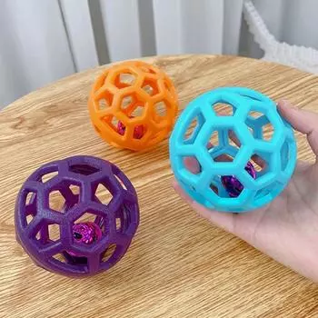 Жевательная игрушка для собак, натуральный TPR мяч с колокольчиком, интерактивная обучающая игра для домашних животных, игра для кошек на открытом воздухе, принадлежности для чистки зубов щенка