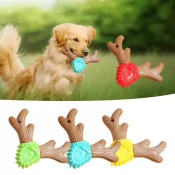 Жевательная игрушка для собак с рогами, безопасная износостойкая уникальная игрушка для чистки зубов, аксессуары для домашних животных зелёный